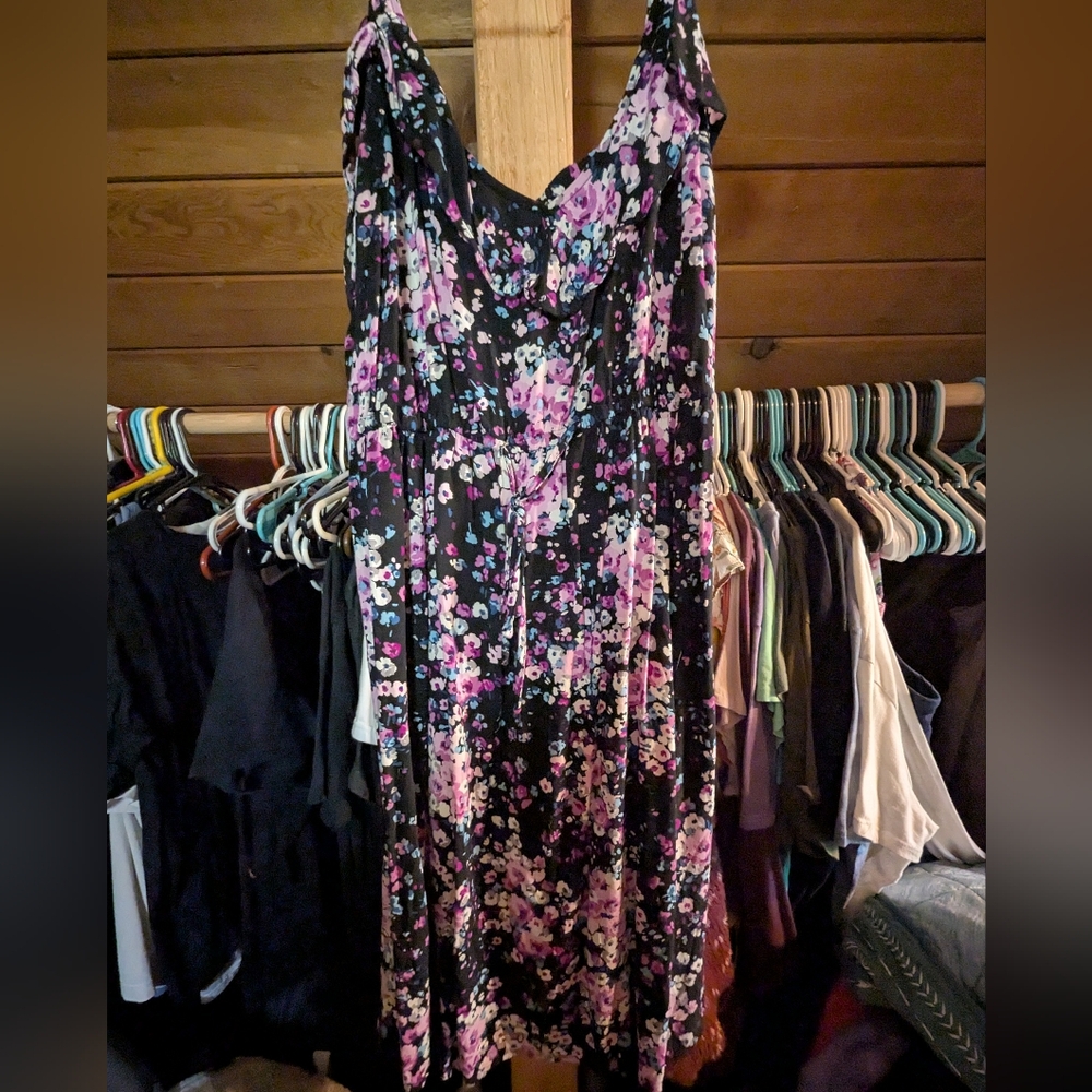 Torrid Size 3 Black and Purple Floral Dress